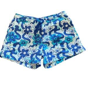 Limited Too Girls 12 Blue Flower Print Cotton Shorts Retro Vibe